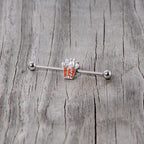 14G White Orb Movie Night Popcorn Industrial Barbell 38mm
