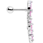 16G 1/4 Pink CZ Gem Butterflies Left Ear Cartilage Tragus