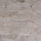 14G 9/16 Clear Gem Watermelon Captive Ring Dangle Nipple Chain
