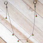 14G 9/16 Clear Gem Watermelon Captive Ring Dangle Nipple Chain