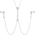 14G 5/8 Blue Gem Moon Heart Star Nipple Chain Necklace