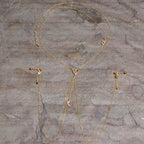 14G 5/8 Aurora Gem Gold Tone Heart Star Nipple Chain Necklace