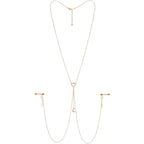 14G 5/8 Aurora Gem Gold Tone Heart Star Nipple Chain Necklace