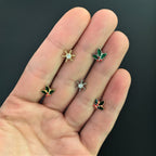 16G 1/4 Red Gem Gold Tone Mistletoe Christmas Cartilage Tragus