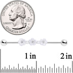 14G Clear Gem White Flower Industrial Barbell 38mm