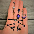 16G 1/4 Clear Gem Rose Gold Tone Star Skull Cartilage Tragus