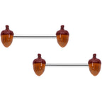 14G 5/8 Brown Autumn Acorn Barbell Nipple Ring Set