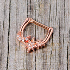 16G 1/4 Clear CZ Gem Rose Gold Tone Moon Stars Cartilage Clicker
