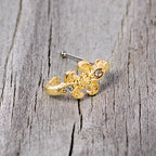 20G 3/8 Clear Gem Gold Tone Fleur De Lis Faux Hoop Nose Bone