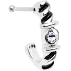 20G 3/8 Clear Gem Steel Twist Faux Hoop Nose Bone