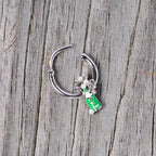 16G 3/8 Clear Gem Green Champagne Bottle Holiday Septum Clicker