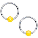 14G 9/16 1/2 Yellow Sunflower UV BCR Barbell Nipple Ring Set of 4