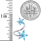 14G 3/8 Blue Gem Star Flower Spiral Twister Belly Ring