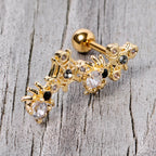 16G 1/4 Clear CZ Gem Gold Tone Spider Halloween Cartilage Tragus