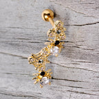 16G 1/4 Clear CZ Gem Gold Tone Spider Halloween Cartilage Tragus