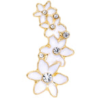 16G 1/4 Clear CZ Gem Gold Tone White Flower Left Cartilage Tragus