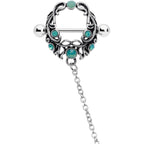 14G 9/16 Green Faux Opal Wreath Nipple Shield Dangle Nipple Chain