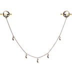 14G Clear Gem Gold Tone Moon Mermaid Nipple Shield Dangle Chain