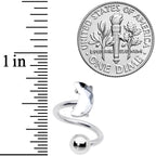 14G 3/8 Clear Gem Faceted Crescent Moon Spiral Twister Belly Ring