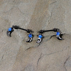 14G 9/16 Blue Gem Star Moon Dangle Nipple Ring Set