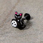 16G 5/16 Black Cat Skull Halloween Labret Monore Tragus