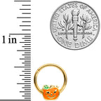 16G 3/8 Gold Tone Pumpkin Halloween Hinged Segment Ring