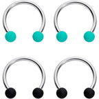 16G 3/8 Black Teal Matte Horseshoe Circular Barbell Set of 4