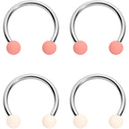 16G 3/8 Peaches Cream Matte Horseshoe Circular Barbell Set of 4
