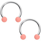 16G 3/8 Peaches Cream Matte Horseshoe Circular Barbell Set of 4