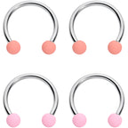 16G 3/8 Pink Peach Matte Horseshoe Circular Barbell Set of 4