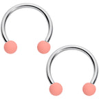 16G 3/8 Pink Peach Matte Horseshoe Circular Barbell Set of 4