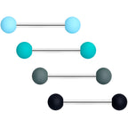 Blue Green Grey Black Matte Ball Barbell Tongue Ring Set of 4