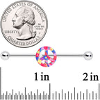 14G Hippie Rainbow Peace Sign Industrial Barbell 38mm