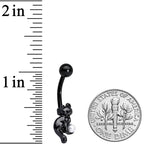 White Orb Black Cat Black Halloween Belly Ring