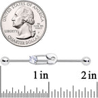 14G Clear CZ Gem Punk Safety Pin Industrial Barbell 38mm