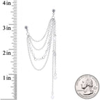 16G 1/4 Clear Gem Multiple Dangle Cartilage Chain Earring