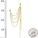 16G 1/4 Clear Gem Gold Hue Dangle Cartilage Chain Earring