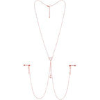14G 5/8 Aurora Gem Rose Gold Hue Star Moon Nipple Chain Necklace