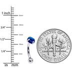 16G 5/16 Blue CZ Gem Internally Threaded Curved Eyebrow Ring