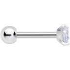 18G 1/4 Clear CZ Gem G23 Titanium 3mm Cartilage Tragus Earring