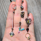 Red Yellow Purple Art Deco Butterfly Dangle Belly Ring