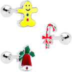 16G 1/4 Candy Gingerbread Christmas Cartilage Tragus Set of 3
