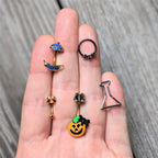 Gold Tone Blue Teapot Double Mount Belly Ring