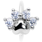 20G 5/16 Clear Gem Paw Print Cat Nose Hoop