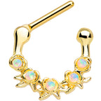16G 5/16 White Synthetic Opal Gold Tone Flowers Septum Clicker