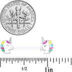 14G 9/16 Clear Bioplast Pastel Unicorn Barbell Nipple Ring Set