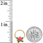 16G 3/8 Gold Tone Poinsettia Christmas Hinged Segment Ring
