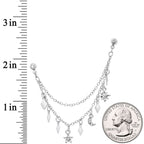 16G 1/4 Clear Gem Moon Star Sun Dangle Cartilage Chain Earring
