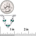 14G 1/2 Green Gem Trio UFO Space Alien Dangle Nipple Ring Set
