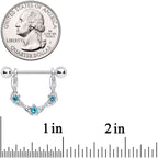 14G 3/4 Aqua Gem Knotted Flower Dangle Nipple Ring Set